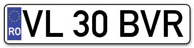 Placuta inmatriculare numar auto  VL-30-BVR, VL 30 BVR, VL30BVR