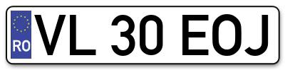 Placuta inmatriculare numar auto  VL-30-EOJ, VL 30 EOJ, VL30EOJ