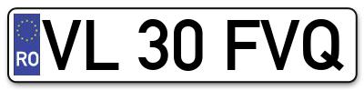 Placuta inmatriculare numar auto  VL-30-FVQ, VL 30 FVQ, VL30FVQ