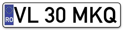 Placuta inmatriculare numar auto  VL-30-MKQ, VL 30 MKQ, VL30MKQ