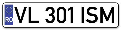 Placuta inmatriculare numar auto  VL-301-ISM, VL 301 ISM, VL301ISM