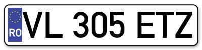 Placuta inmatriculare numar auto  VL-305-ETZ, VL 305 ETZ, VL305ETZ