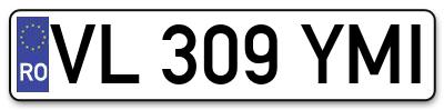 Placuta inmatriculare numar auto  VL-309-YMI, VL 309 YMI, VL309YMI