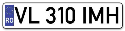 Placuta inmatriculare numar auto  VL-310-IMH, VL 310 IMH, VL310IMH