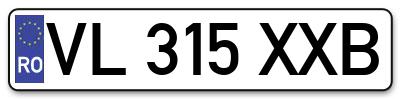Placuta inmatriculare numar auto  VL-315-XXB, VL 315 XXB, VL315XXB