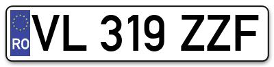 Placuta inmatriculare numar auto  VL-319-ZZF, VL 319 ZZF, VL319ZZF