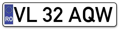 Placuta inmatriculare numar auto  VL-32-AQW, VL 32 AQW, VL32AQW