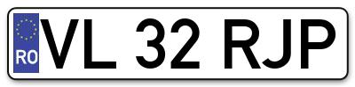 Placuta inmatriculare numar auto  VL-32-RJP, VL 32 RJP, VL32RJP