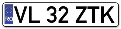 Placuta inmatriculare numar auto  VL-32-ZTK, VL 32 ZTK, VL32ZTK