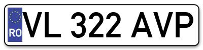 Placuta inmatriculare numar auto  VL-322-AVP, VL 322 AVP, VL322AVP