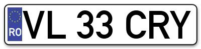 Placuta inmatriculare numar auto  VL-33-CRY, VL 33 CRY, VL33CRY