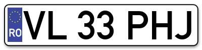 Placuta inmatriculare numar auto  VL-33-PHJ, VL 33 PHJ, VL33PHJ