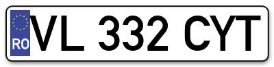 Placuta inmatriculare numar auto  VL-332-CYT, VL 332 CYT, VL332CYT