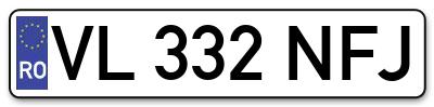 Placuta inmatriculare numar auto  VL-332-NFJ, VL 332 NFJ, VL332NFJ