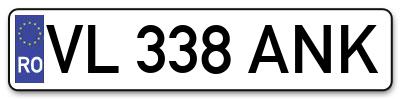 Placuta inmatriculare numar auto  VL-338-ANK, VL 338 ANK, VL338ANK
