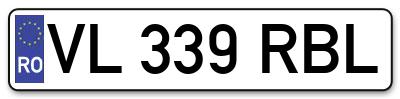 Placuta inmatriculare numar auto  VL-339-RBL, VL 339 RBL, VL339RBL