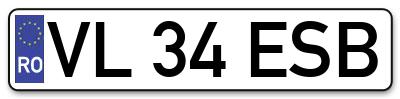 Placuta inmatriculare numar auto  VL-34-ESB, VL 34 ESB, VL34ESB