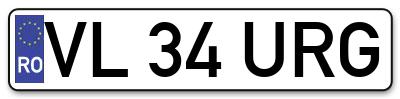Placuta inmatriculare numar auto  VL-34-URG, VL 34 URG, VL34URG