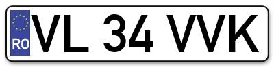 Placuta inmatriculare numar auto  VL-34-VVK, VL 34 VVK, VL34VVK