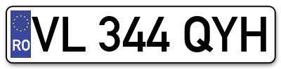 Placuta inmatriculare numar auto  VL-344-QYH, VL 344 QYH, VL344QYH
