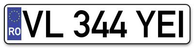 Placuta inmatriculare numar auto  VL-344-YEI, VL 344 YEI, VL344YEI