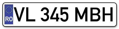 Placuta inmatriculare numar auto  VL-345-MBH, VL 345 MBH, VL345MBH