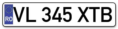 Placuta inmatriculare numar auto  VL-345-XTB, VL 345 XTB, VL345XTB