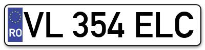 Placuta inmatriculare numar auto  VL-354-ELC, VL 354 ELC, VL354ELC