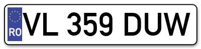 Placuta inmatriculare numar auto  VL-359-DUW, VL 359 DUW, VL359DUW