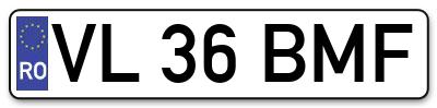 Placuta inmatriculare numar auto  VL-36-BMF, VL 36 BMF, VL36BMF