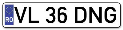 Placuta inmatriculare numar auto  VL-36-DNG, VL 36 DNG, VL36DNG