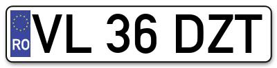 Placuta inmatriculare numar auto  VL-36-DZT, VL 36 DZT, VL36DZT