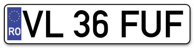 Placuta inmatriculare numar auto  VL-36-FUF, VL 36 FUF, VL36FUF