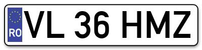 Placuta inmatriculare numar auto  VL-36-HMZ, VL 36 HMZ, VL36HMZ