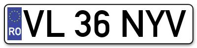 Placuta inmatriculare numar auto  VL-36-NYV, VL 36 NYV, VL36NYV