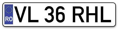 Placuta inmatriculare numar auto  VL-36-RHL, VL 36 RHL, VL36RHL