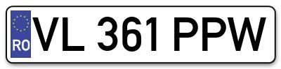 Placuta inmatriculare numar auto  VL-361-PPW, VL 361 PPW, VL361PPW