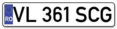 Placuta inmatriculare numar auto  VL-361-SCG, VL 361 SCG, VL361SCG