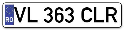 Placuta inmatriculare numar auto  VL-363-CLR, VL 363 CLR, VL363CLR