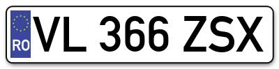 Placuta inmatriculare numar auto  VL-366-ZSX, VL 366 ZSX, VL366ZSX