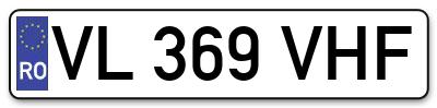 Placuta inmatriculare numar auto  VL-369-VHF, VL 369 VHF, VL369VHF