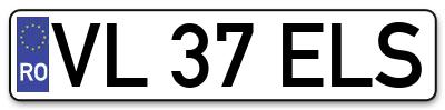Placuta inmatriculare numar auto  VL-37-ELS, VL 37 ELS, VL37ELS