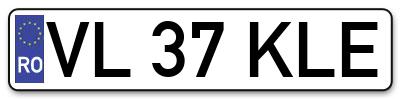 Placuta inmatriculare numar auto  VL-37-KLE, VL 37 KLE, VL37KLE