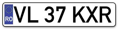 Placuta inmatriculare numar auto  VL-37-KXR, VL 37 KXR, VL37KXR