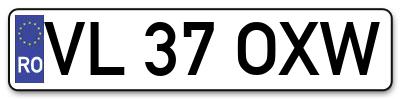 Placuta inmatriculare numar auto  VL-37-OXW, VL 37 OXW, VL37OXW