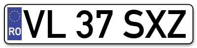 Placuta inmatriculare numar auto  VL-37-SXZ, VL 37 SXZ, VL37SXZ