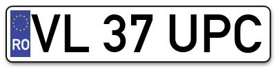 Placuta inmatriculare numar auto  VL-37-UPC, VL 37 UPC, VL37UPC