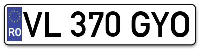 Placuta inmatriculare numar auto  VL-370-GYO, VL 370 GYO, VL370GYO