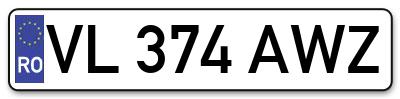 Placuta inmatriculare numar auto  VL-374-AWZ, VL 374 AWZ, VL374AWZ