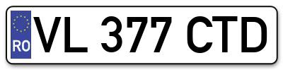 Placuta inmatriculare numar auto  VL-377-CTD, VL 377 CTD, VL377CTD